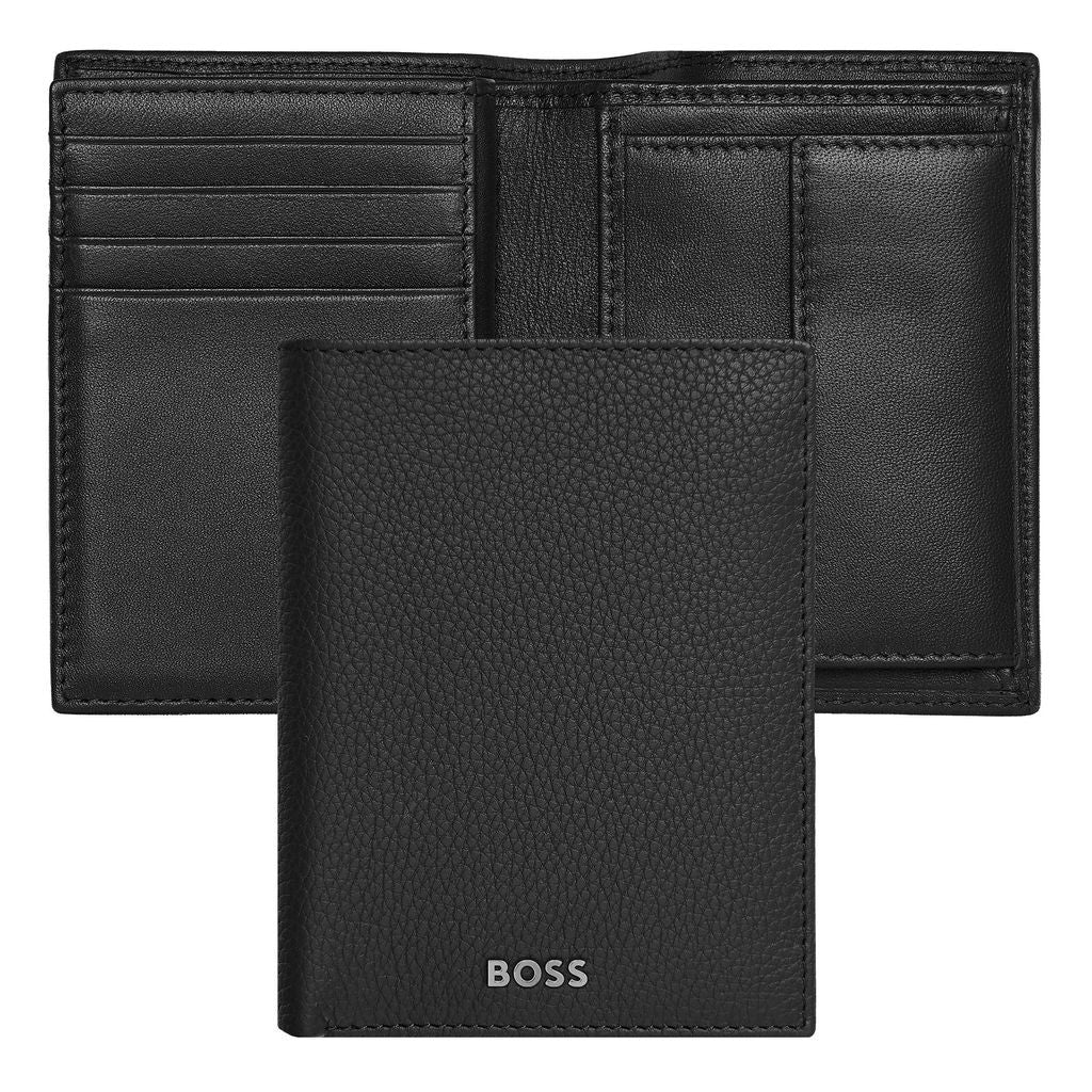 Card holder with flap and money pocket Classic Grained Black-Hugo Boss