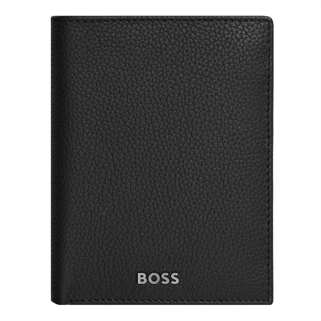 Card holder with flap and money pocket Classic Grained Black-Hugo Boss