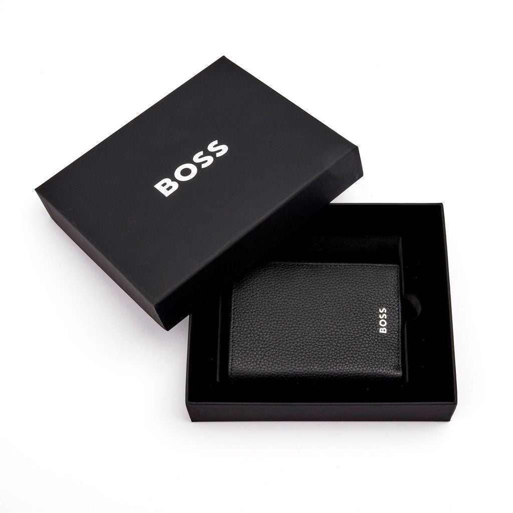 Card holder with flap and money pocket Classic Grained Black-Hugo Boss
