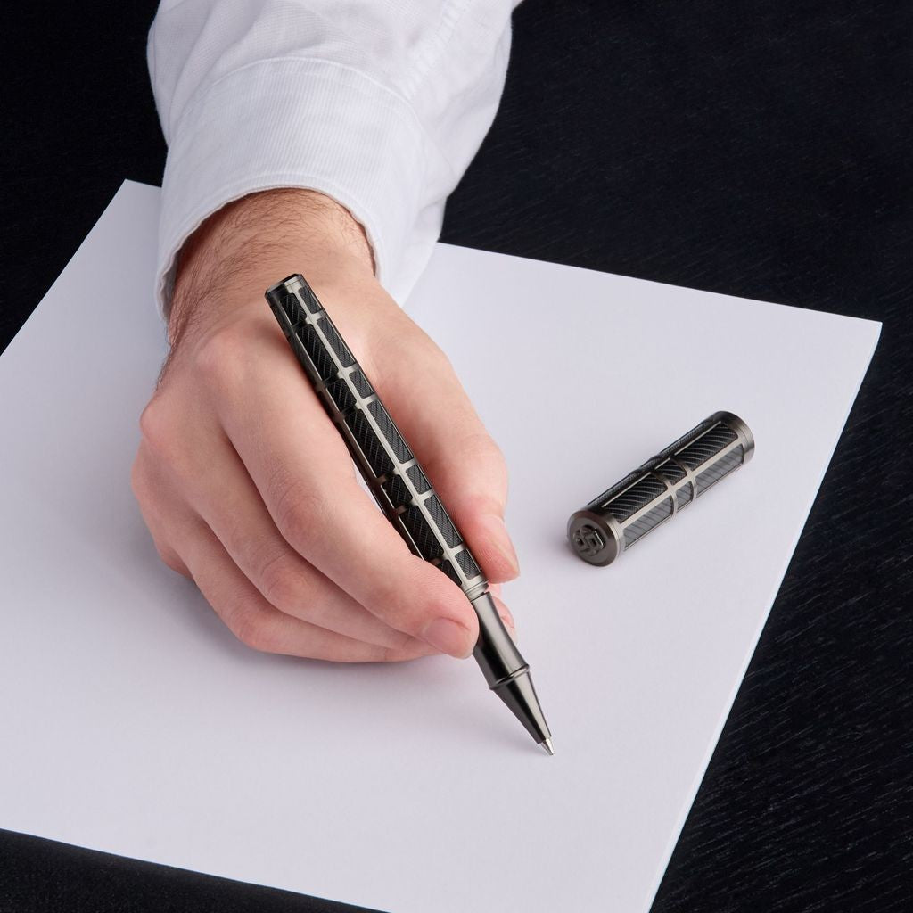 Rollerball pen Frame Grid Black & Gun -Hugo Boss