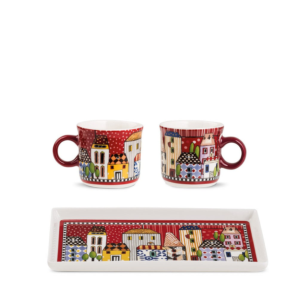 2 pc Mini Mug With Rectangular
tray pease mio red set - Egan