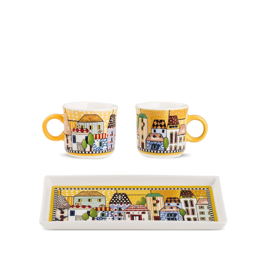 2 pc Mini Mug With Rectangular
tray pease mio Yellow set - Egan
