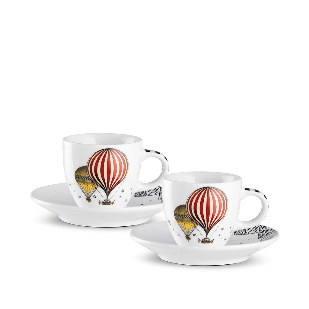 SET 2 CAPPUCCINO CUPS WITH SAUCERS BRITTO APPLE  ML.220 - Egan