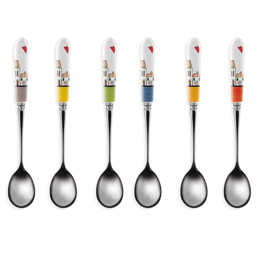 SET SIX TEA SPOONS MIXED COLORS - Egan
