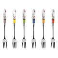 SET SIX DESSERT FORKS MIXED COLORS - Egan