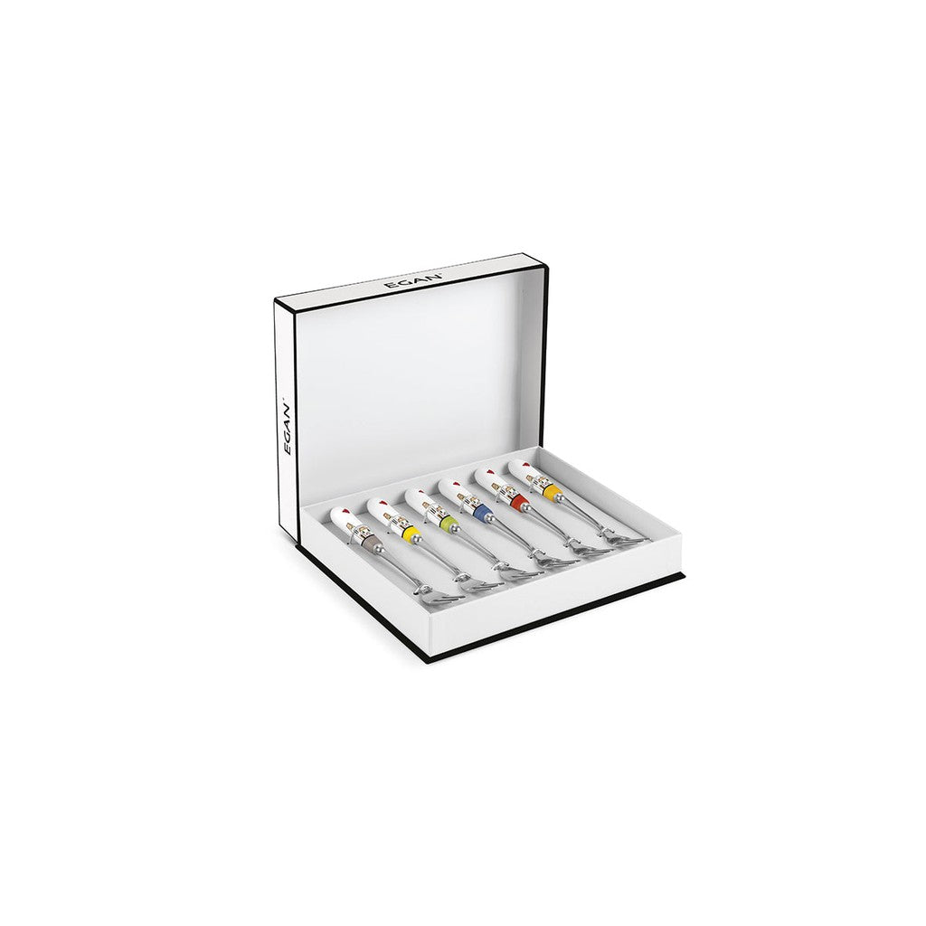SET SIX DESSERT FORKS MIXED COLORS - Egan