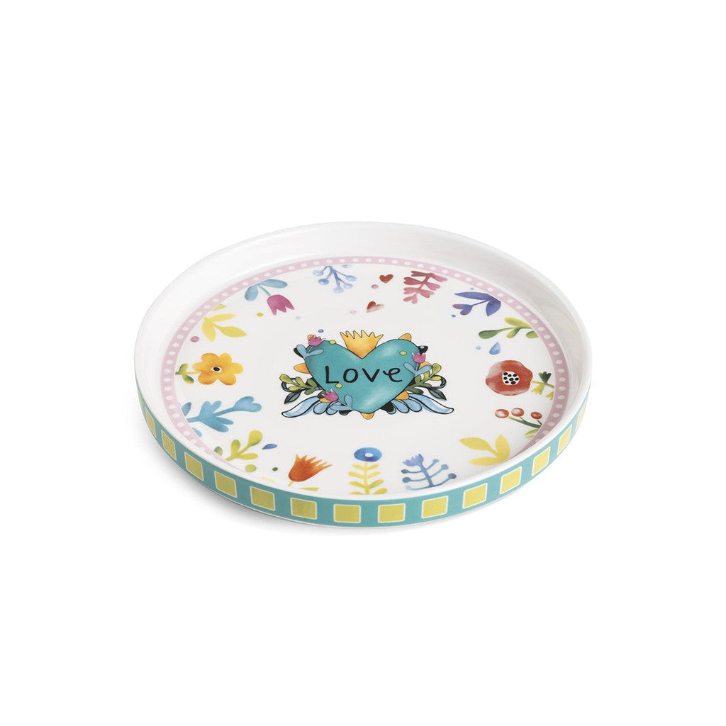 ROUND TRAY LOVE TURQUOISE DIAM. CM. 20 - Egan