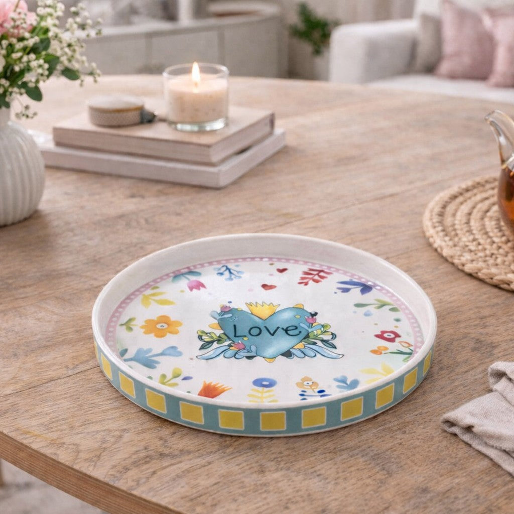 ROUND TRAY LOVE TURQUOISE DIAM. CM. 20 - Egan