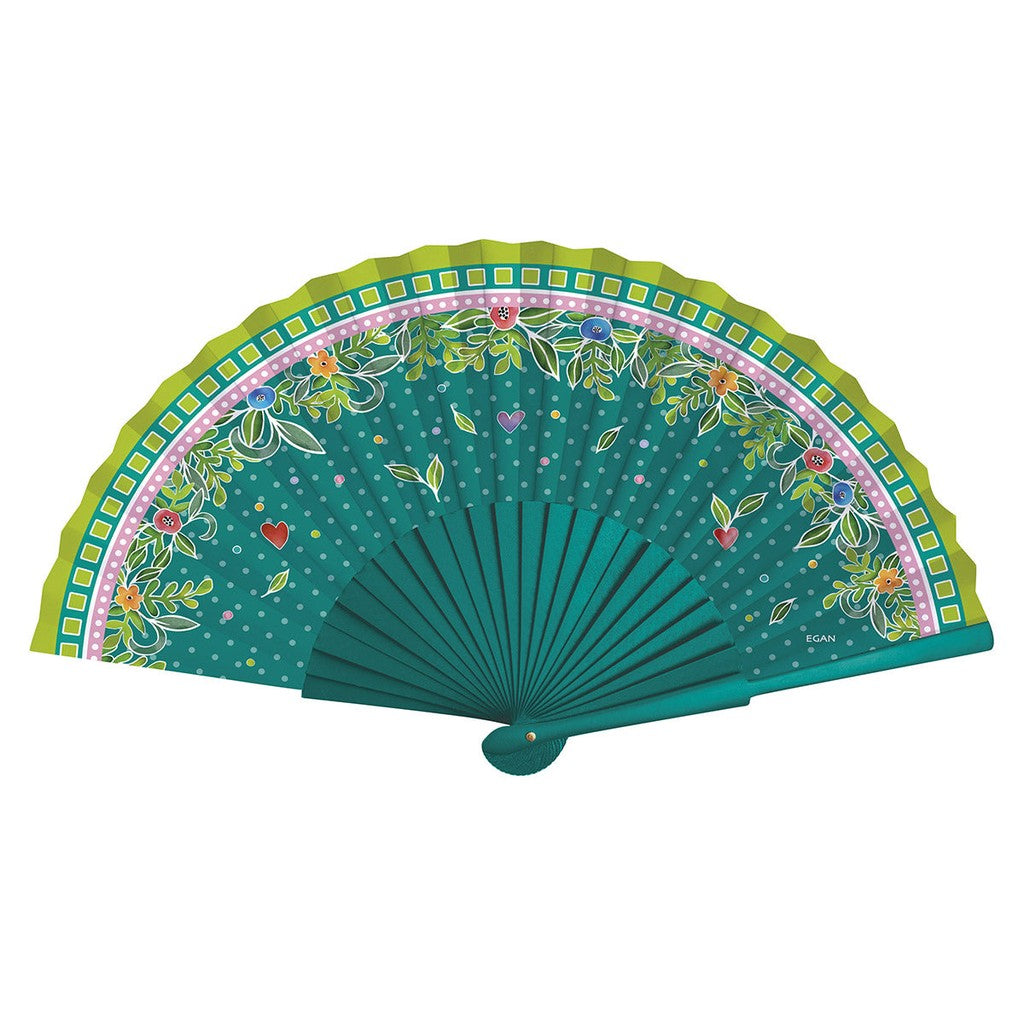 SET 4 FANS LOVE TURQUOISE CM 41X23 - Egan