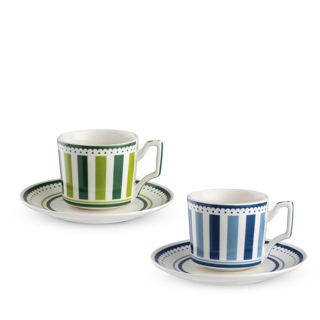 SET 2 TAZZE CAFFE' C/PIATTINO BLU E VERDE NOTTING HILL ML 100 - Egan