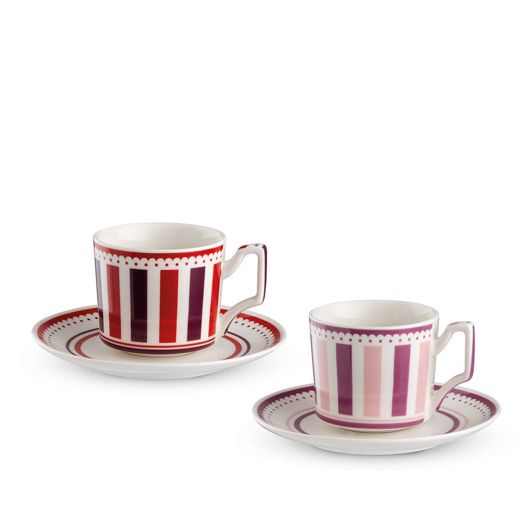 SET 2 TAZZE CAFFE' C/PIATTINO ROSA E BORDEAUX NOTTING HILL ML 100 - Egan