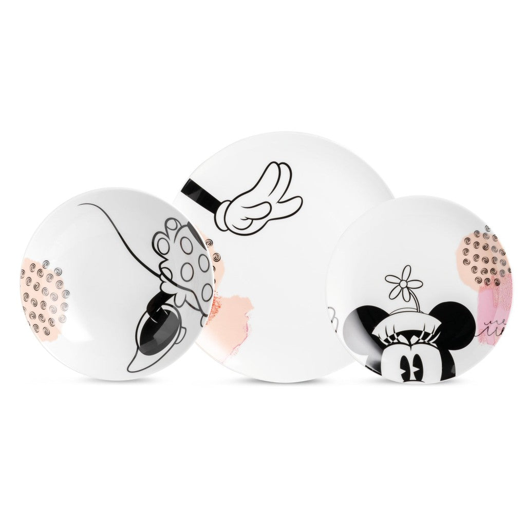POSTO TAVOLA 3 PZ.(DESSERT/FONDO/PIANO) MINNIE MOUSE ENJOY ROSA - Egan