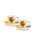SET 2 TAZZE CAFFE' C/PIATTINO GIRAMONDO GIALLO ML80 - Egan