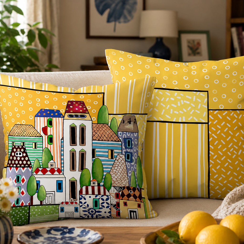 CUSCINO PAESE MIO GIALLO CM40X40 - Egan