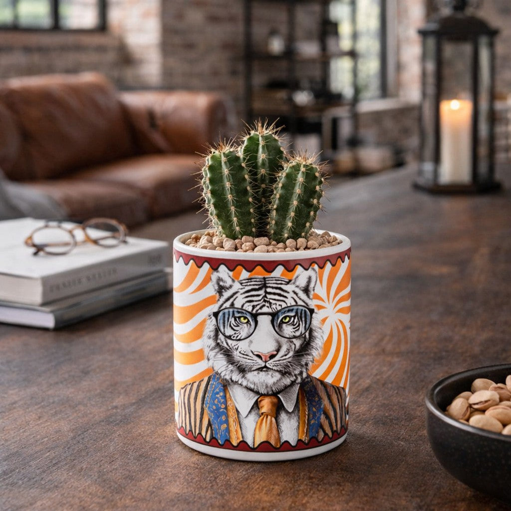 SET 4 CACHEPOT  HUMAN ESSENCE TIGRE ''COURAGE'' 7X7 CM - Egan