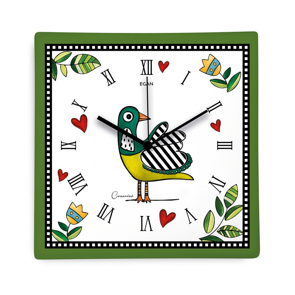CLOCK COCORICO GREEN CM 31X31 - Egan