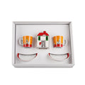 SET 2 GREEN AND RED CAPPUCCINO CUPS-SAUCERS - Egan