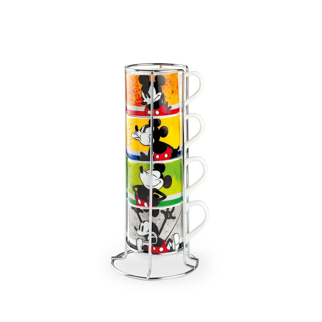 EGAN-SET 6 STACKABLE COFFEE CUPS THE ADDAMS FAMILY + METALRACK - Egan