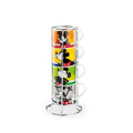 EGAN-SET 6 STACKABLE COFFEE CUPS THE ADDAMS FAMILY + METALRACK - Egan