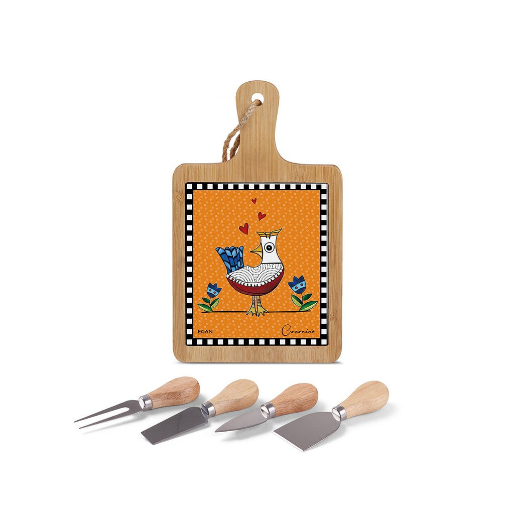 EGAN-SET CHOPPING BOARD AND CHEESE KNIFE COCORICO - Egan