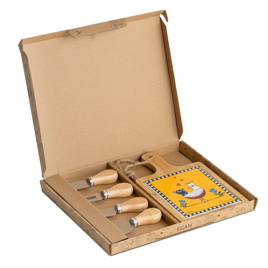 EGAN-SET CHOPPING BOARD AND CHEESE KNIFE COCORICO - Egan